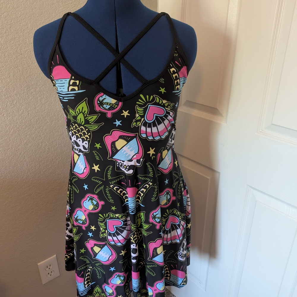 Too Fast Black and Pink Graphic Dress
